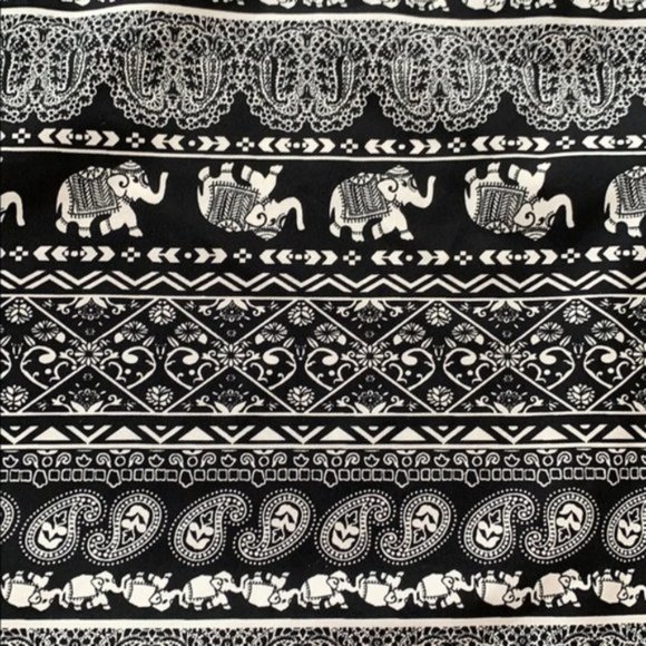 Elephant Boho Bandana Black White Halter Top Small - Picture 7 of 9